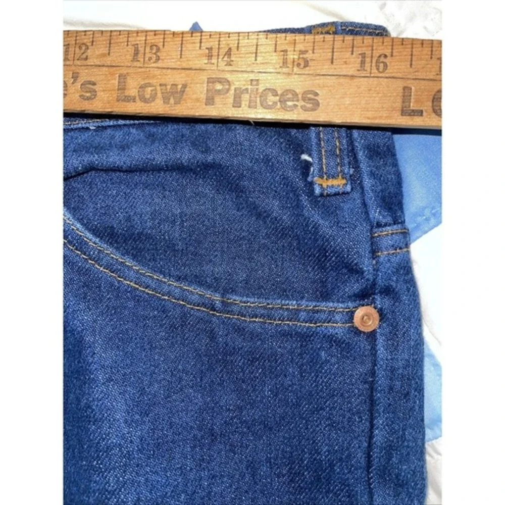 Vintage JCPenney Plain Pockets Mens 34x34 Dark‎ Wash Straight Leg Jeans USA Made